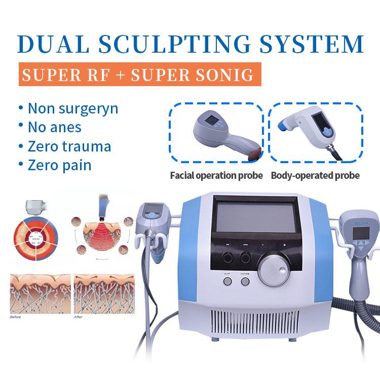 

2 Handles Focused Ultrasound Slimming Machine Radio Frequency Cellulite Reduction Device Skin Tighten Lift Face Fat Reduction face lifting beauty equipment