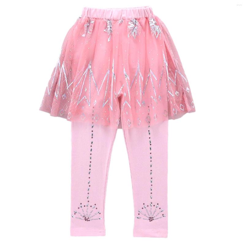 

Stage Wear Kids Girls Autumn Clothes Cotton Pencil Pant Dance Leggings Snowflake Print Mesh Tutu Skirt Children Pants Spring Trousers, Blue