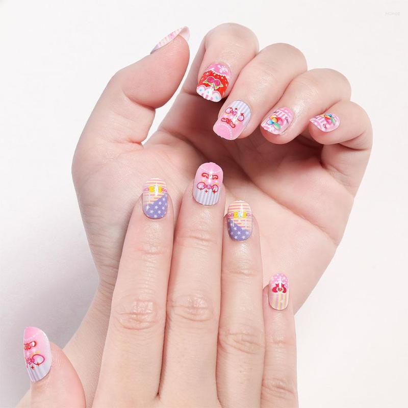 

False Nails LULAA 24PCs Cartoon Festival Fake Nail Press On Art Children's Eco-friendly Acrylic Tips Fashion Fingernail