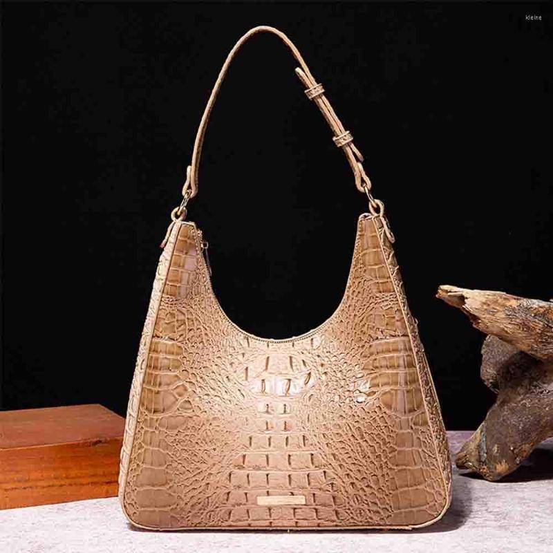

Evening Bags Noble Elegant Women Crocodile Bag Luxury Designer Concave And Convex Print PU Leather Ladies Shoulder Saddle 2023, Black