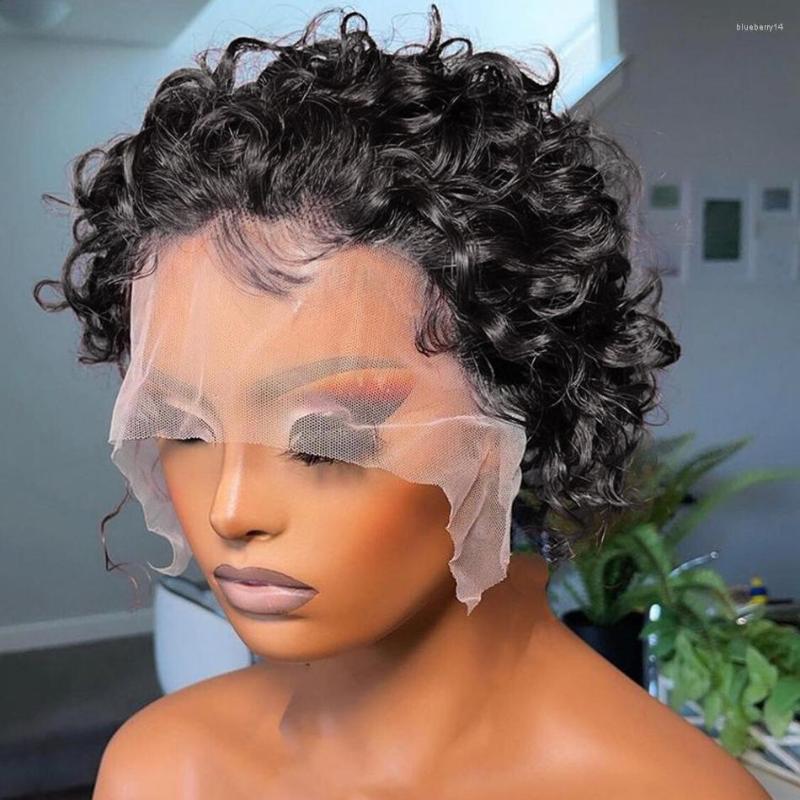 

Pixie Cut Wig Short Bob Curly Human Hair Wigs 13X1 Lace For Women Remy, Picture shown