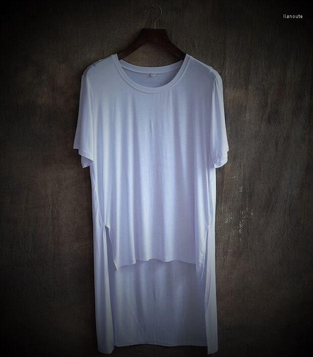 

Men' T Shirts Plus Size Clothing Male Solid Color Asymmetrical Length Short Sleeve T-shirts Men Loose White Black Cloak Tops & Tees