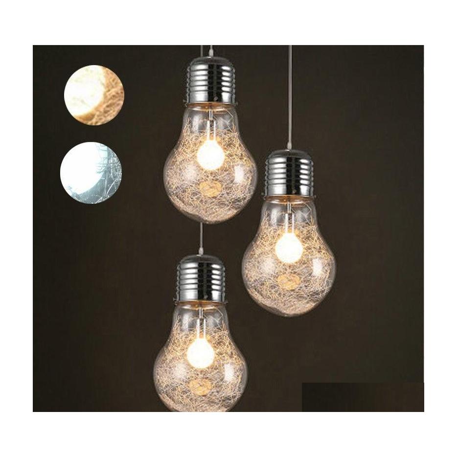 

Pendant Lamps Creative Personality Lights Iron Glass Big Bb Vintage Lamp Bar Warehouse 40W E27 Drop Delivery Lighting Indoor Dhg0P