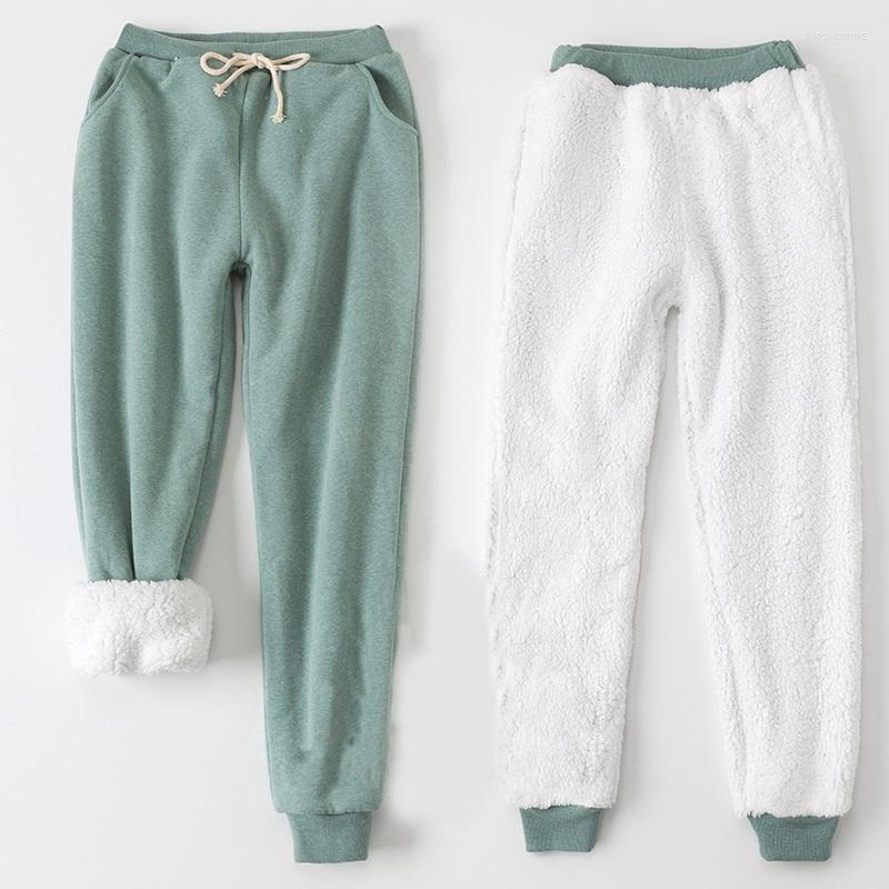 

Women's Pants Women Thick Lambskin Cashmere Winter Warm Harem Casual Elastic Waist Loose Sweatpants Cotton Long Trousers, Black-size m