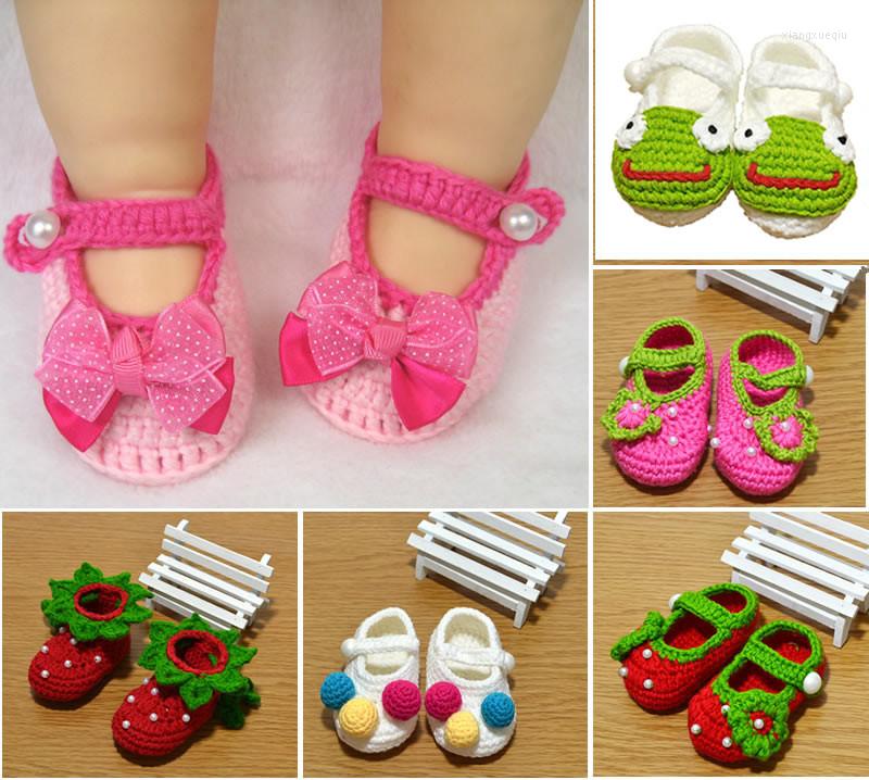 

First Walkers Born Baby Girl Infant Toddler Children Girls Handmade Crochet Knit Crib Shoes Cack Prewalkers, Frog