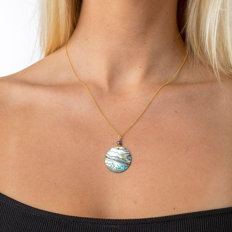 

Choker Abalone Shell Black Boho Pendant Paua Necklace Vegan Suede
