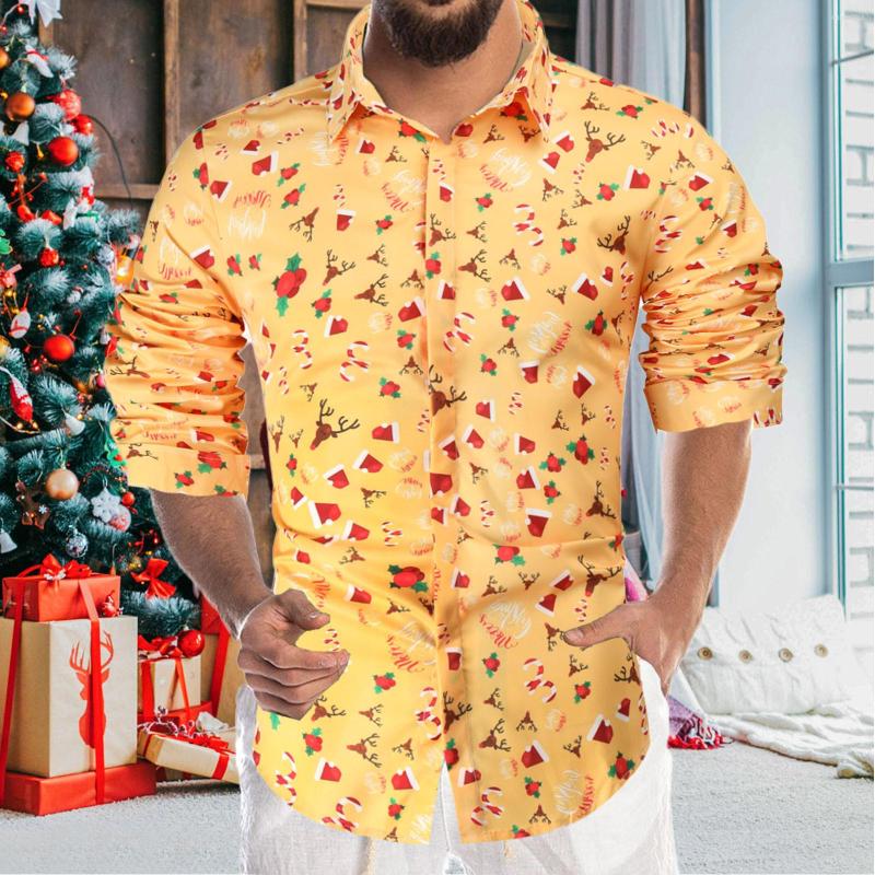 

Men's Casual Shirts Mens Short Sleeve Crotch Shirt Men's Blouse Top Christmas Fashion Printed Lapel Digital 3D Men Size Slipper, Green