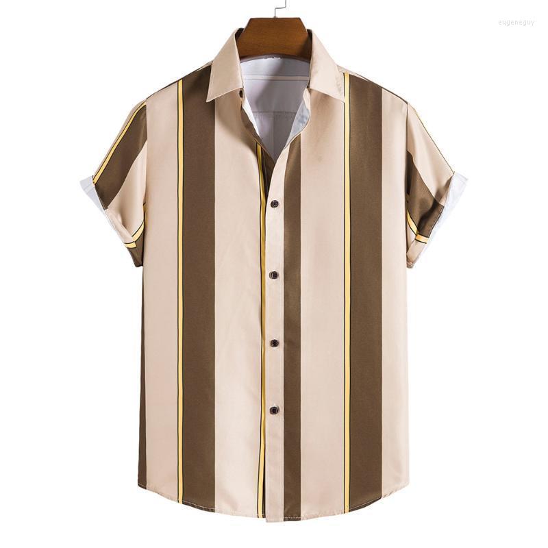 

Men' Dress Shirts Summer Casual Hawaiian Striped Printed Short Sleeves Lapel Buttons Fashion Oversized Loose Menswear 2023Men' E, Nfz062jmblue