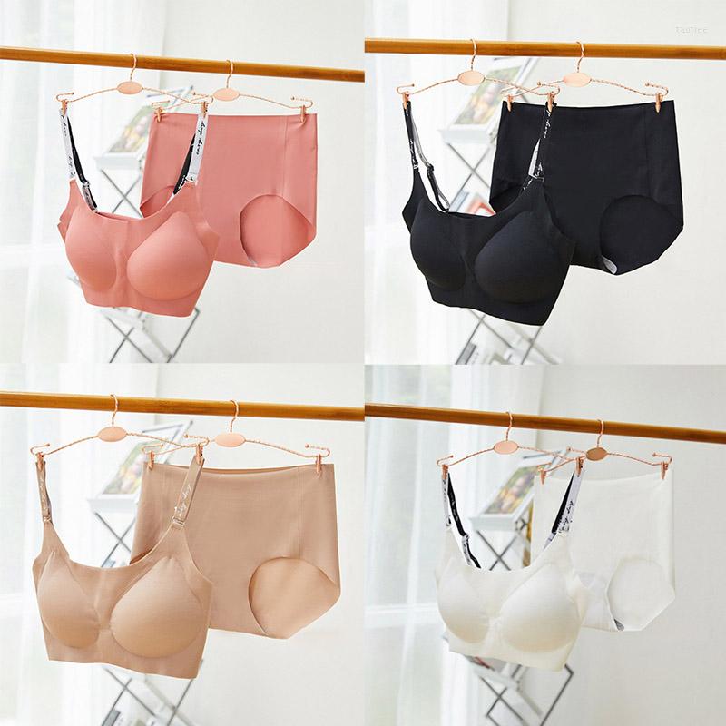 

Bras Sets Korean Version Seamless Bra Set Sexy No Wire Female Bralette Breathable Sports Lingerie Brassiere Underwear Brief, B black