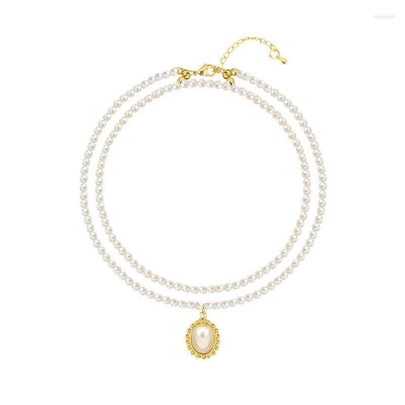 

Choker Retro Style Baroque Personality Ladies Necklace Double Layer Pearl Fashion Trendy Collarbone Chain Female Neck Jewelry
