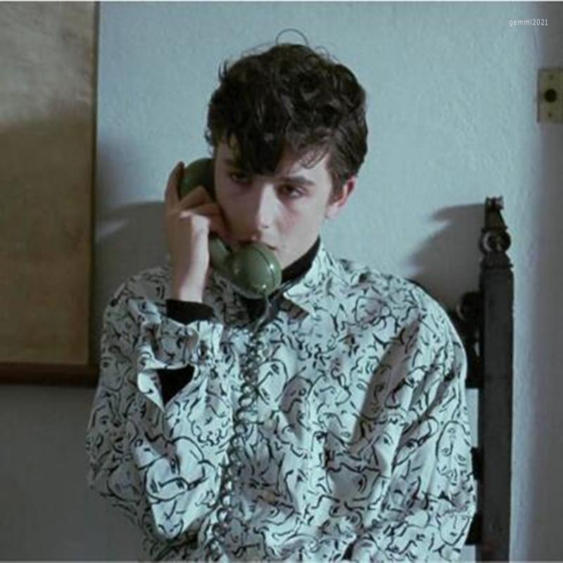 

Men' Casual Shirts Movie Call Me By Your Name Elio Perlman Top Blouse CMBYN Timothee Chalamet Same Long Sleeve Shirt Costumes Cosplay, Picture shown