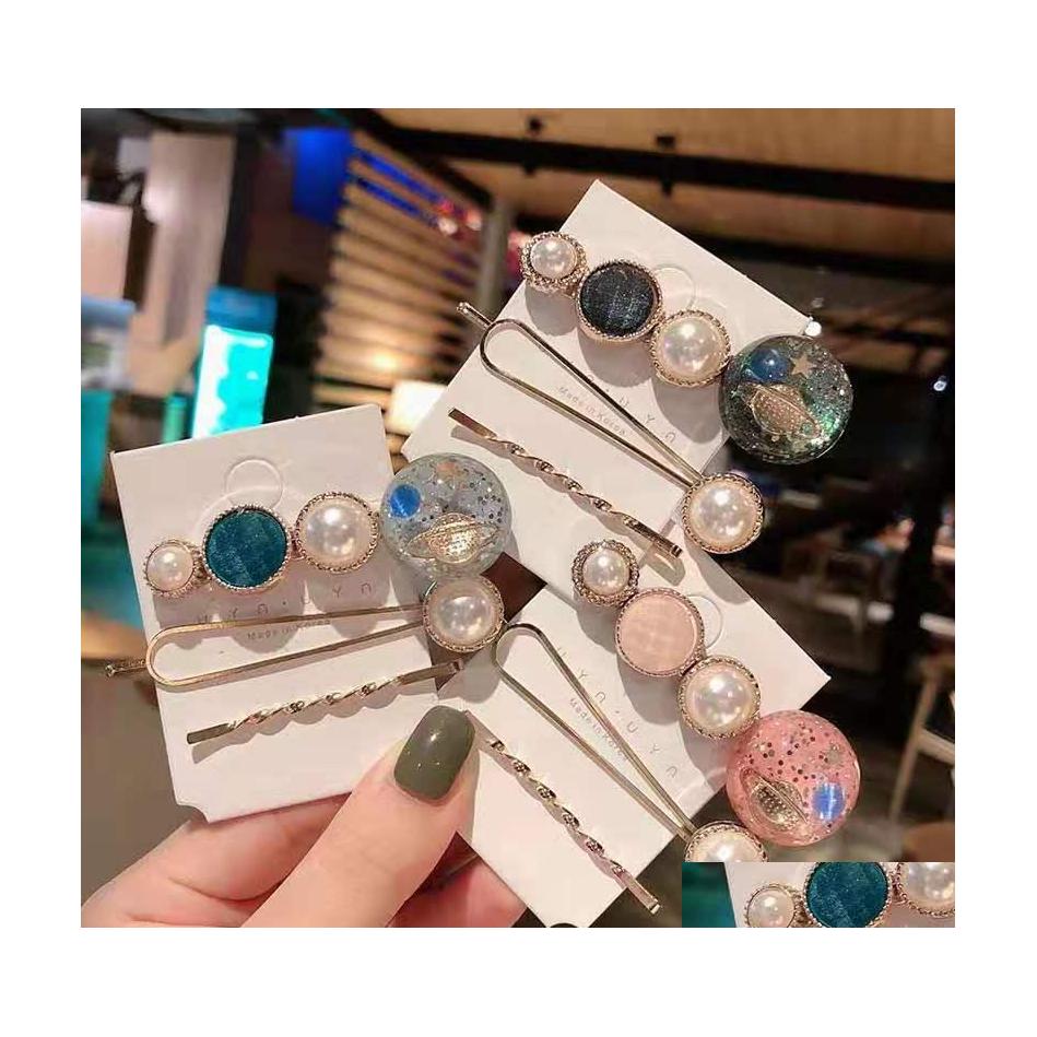 

Hair Clips Barrettes Fashion Jewelry Starry Sky Beauty Barrette Clip Women Girls Hairpin 3Pcs/Set Drop Delivery Hairjewelry Dhdhs