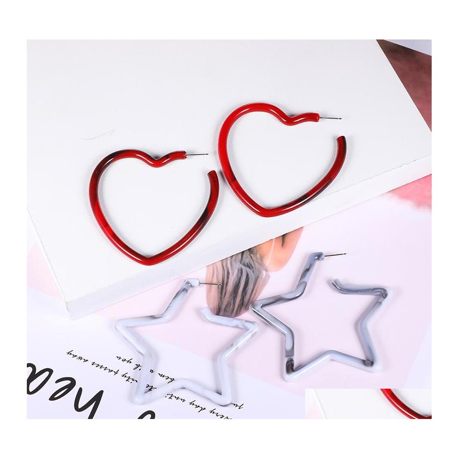 

Dangle Chandelier Fashion Round Hoop Acrylic Earrings Acetate Heartshaped Star Earring Female Bohemian Jewelry Statement Resin Ear Ot1Fk