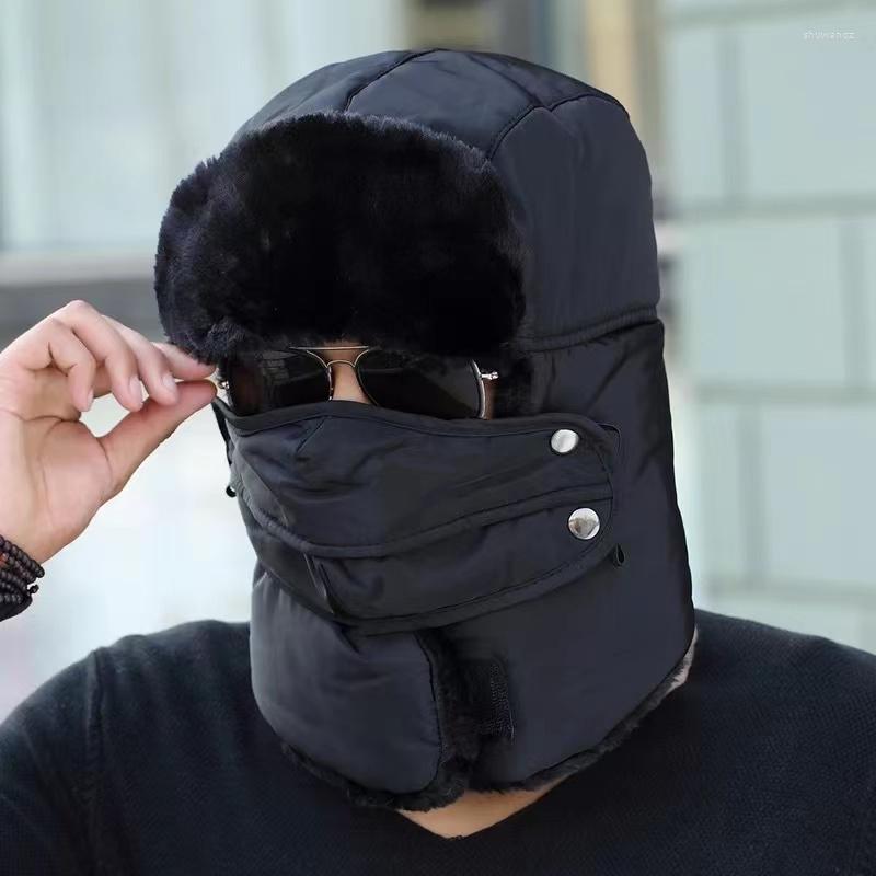 

Berets Winter Men And Women's Fashionable Warm Ear Protection Lei Feng Hat Outdoor Plush Thickened Windproof Versatile Ski 2023, 01