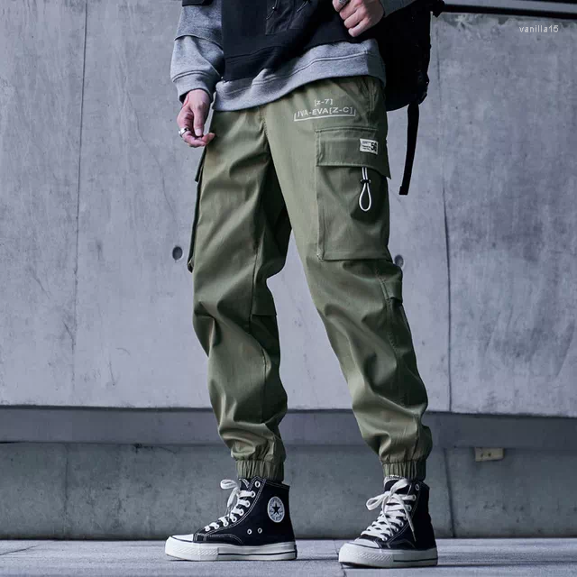 

Men's Pants IN Hip Hop Cargo Men Fashion Harajuku Harem Pant Black Streetwear Joggers Sweatpant Multi-Pocket Casual Mens, Army green