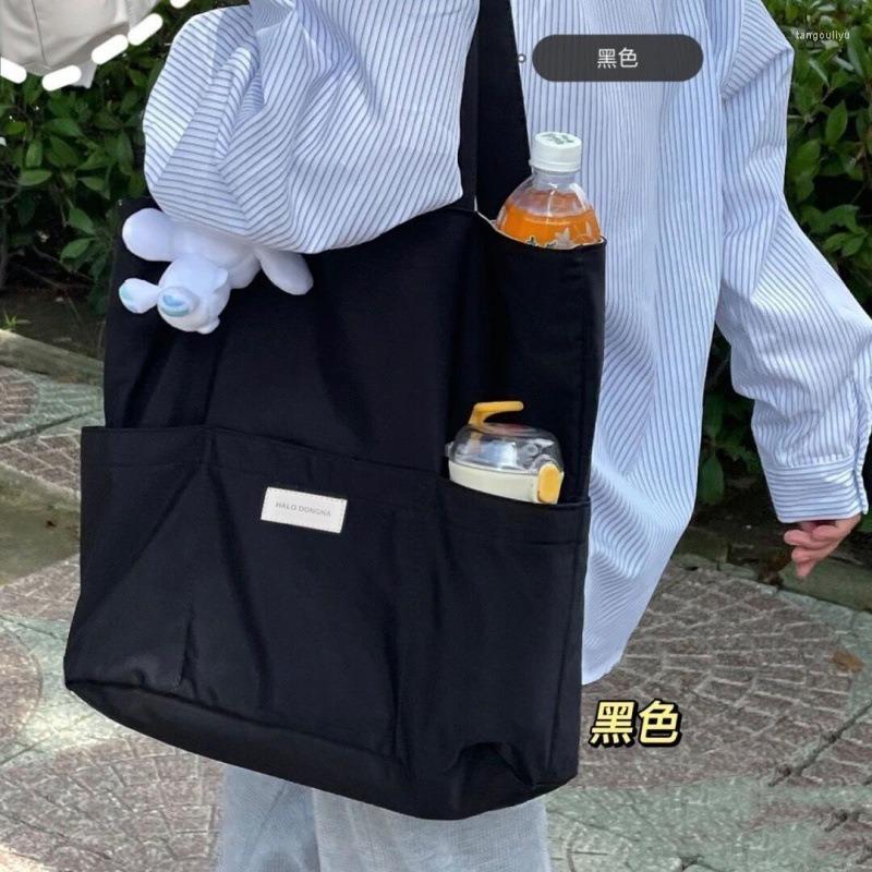 

Shopping Bags Women Tote Bag Aesthetic Solid Color Students Casual Handbag Shoulder Large Capacity Oxford Reusable Beach 2023, Khaki