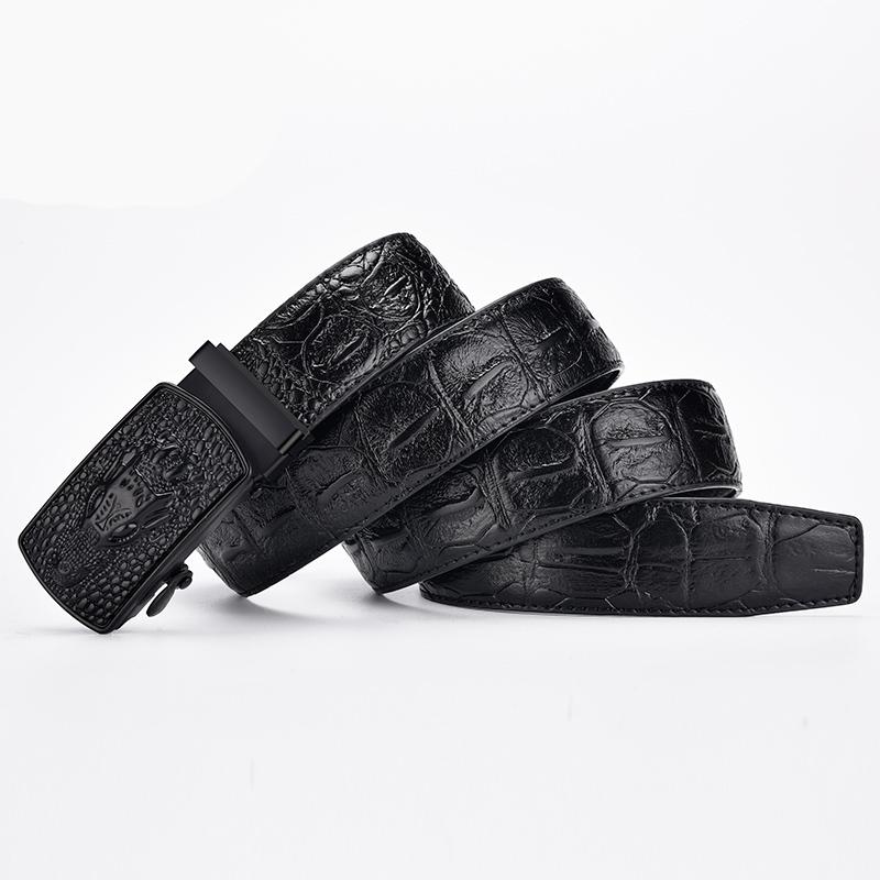 

Belts Belt Men's Leather Automatic Buckle Business Casual High-quality Crocodile Pattern With DropBelts, Black