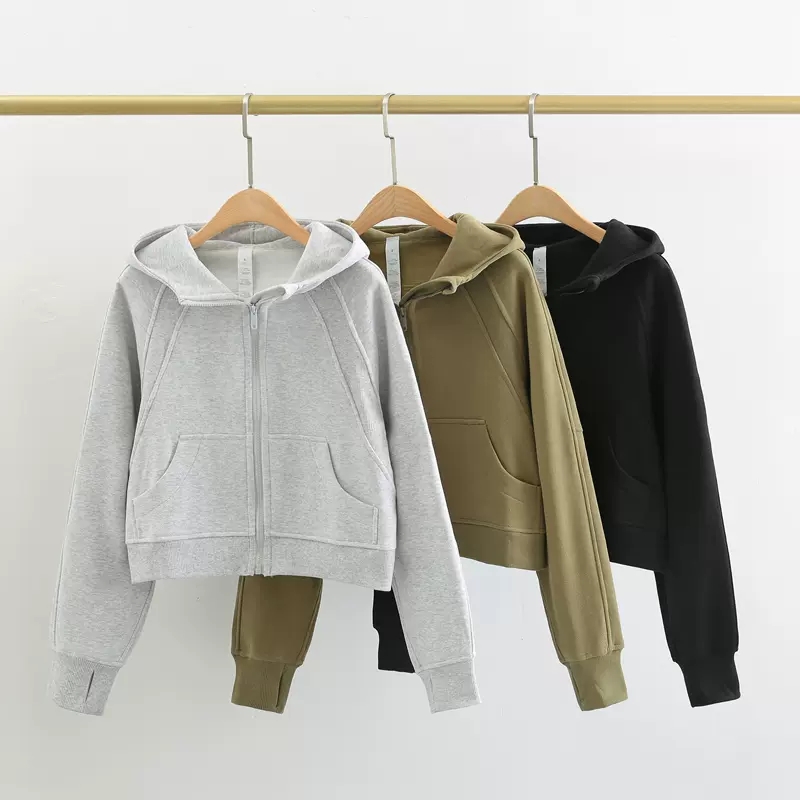 

Plus fleece yoga clothing jacket women's hooded loose sweater sports top fitness running long-sleeved, Black