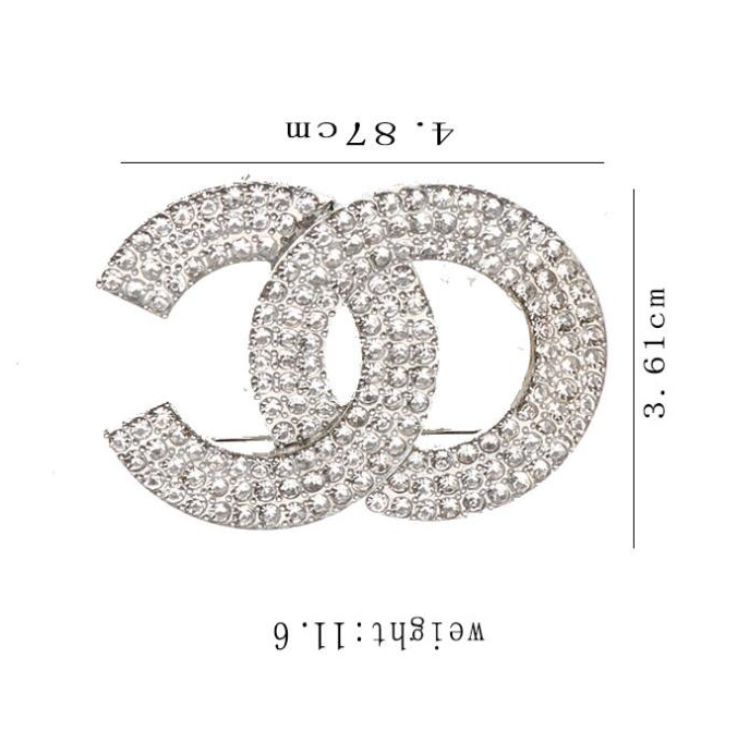 

2color Luxury Designer 18k Gold Plated Letter Brooches Fashion Womens Sweater Suit Crystal Pin Clothing Jewelry Accessories Gift