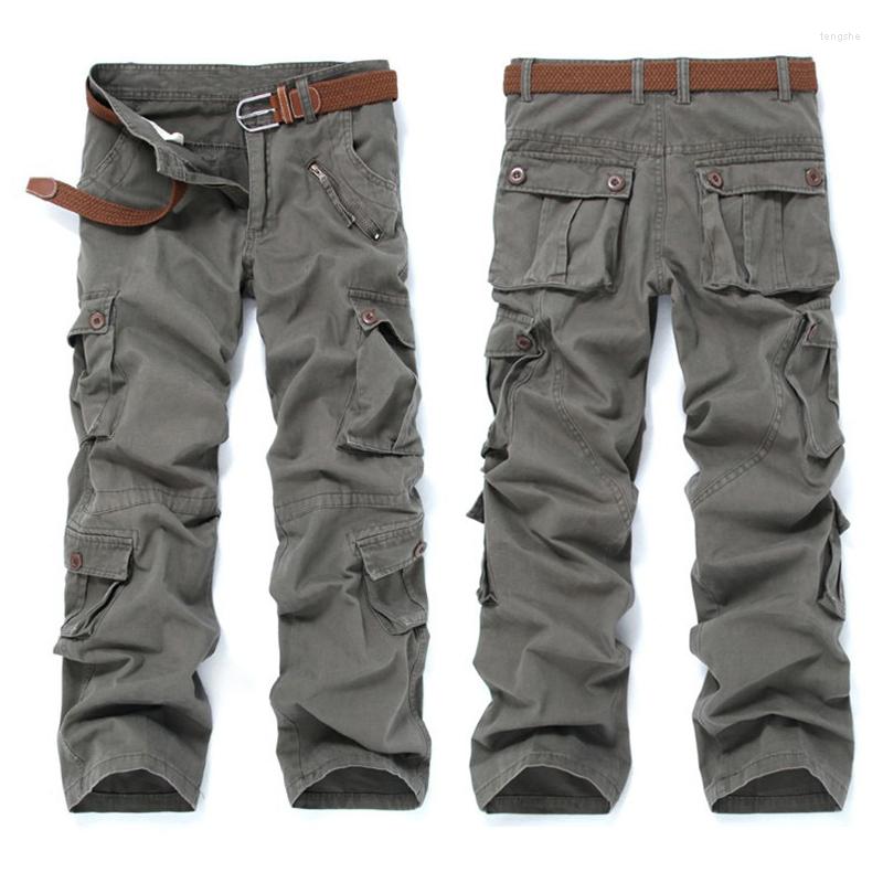 

Men's Pants Men Cargo Spring Autumn Multi-Pockets Male Overalls Military Tactical Pant Outdoor Hiking Work Loose Trousers Plus Size, Black