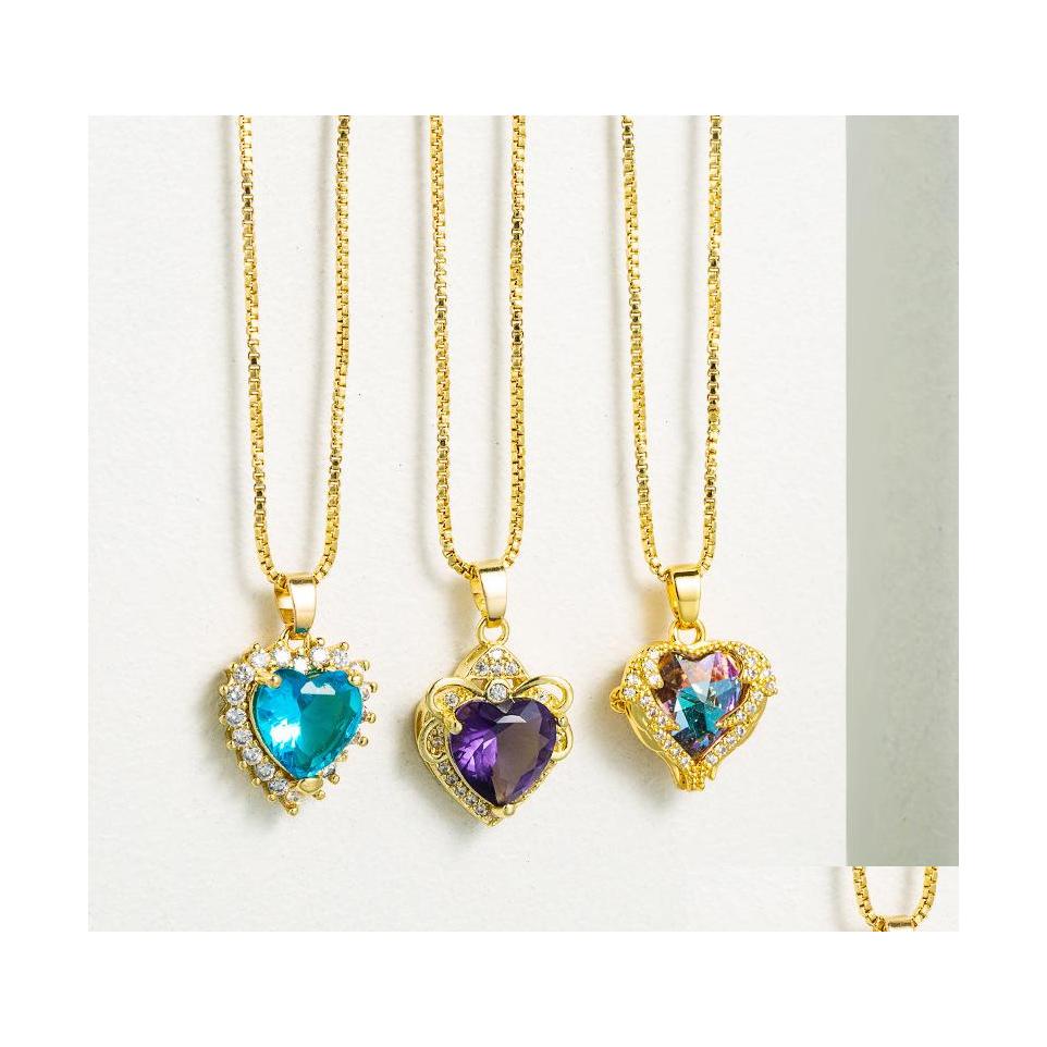 

Pendant Necklaces Fashion Jewelry Heart Of The Ocean Necklace Copper Zircon Love Choker Drop Delivery Pendants Dhbu3