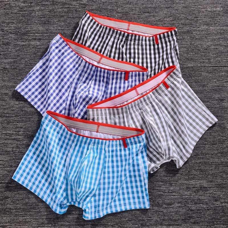

Underpants Mens Underwear Cotton Breathable Personality Plaid Boxers Fashion Shorts, Black