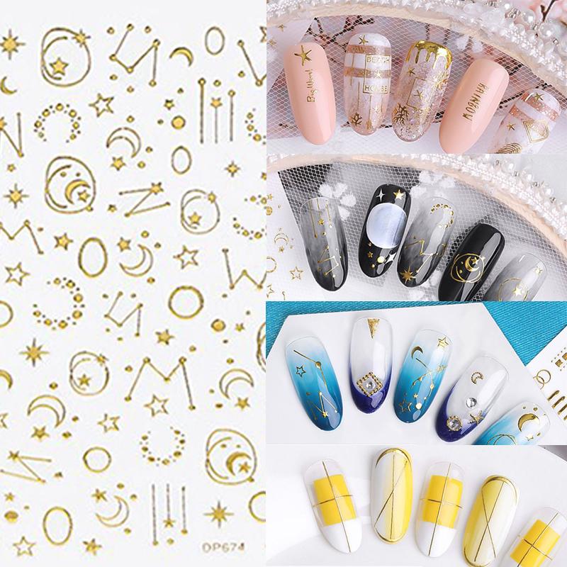 

Nail Stickers Design Art Sticker Decals Foil Heart Cute Slider Strip Lines Decoration Star Moon French Manicure Nails AccessoriesTool, 673