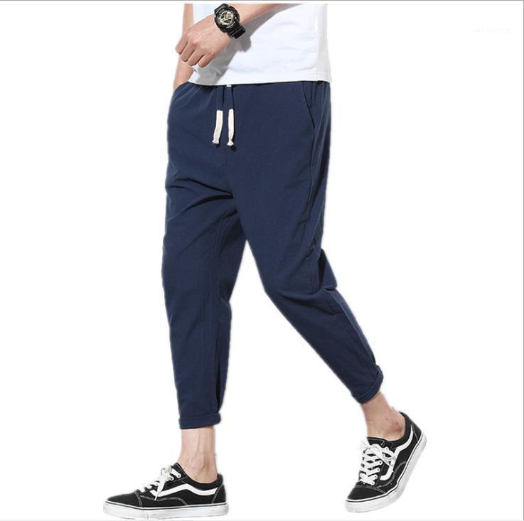 

Men's Pants Trend Spring Autumn Casual Capris Large Cotton 9-point Small Leggings Sports, Green