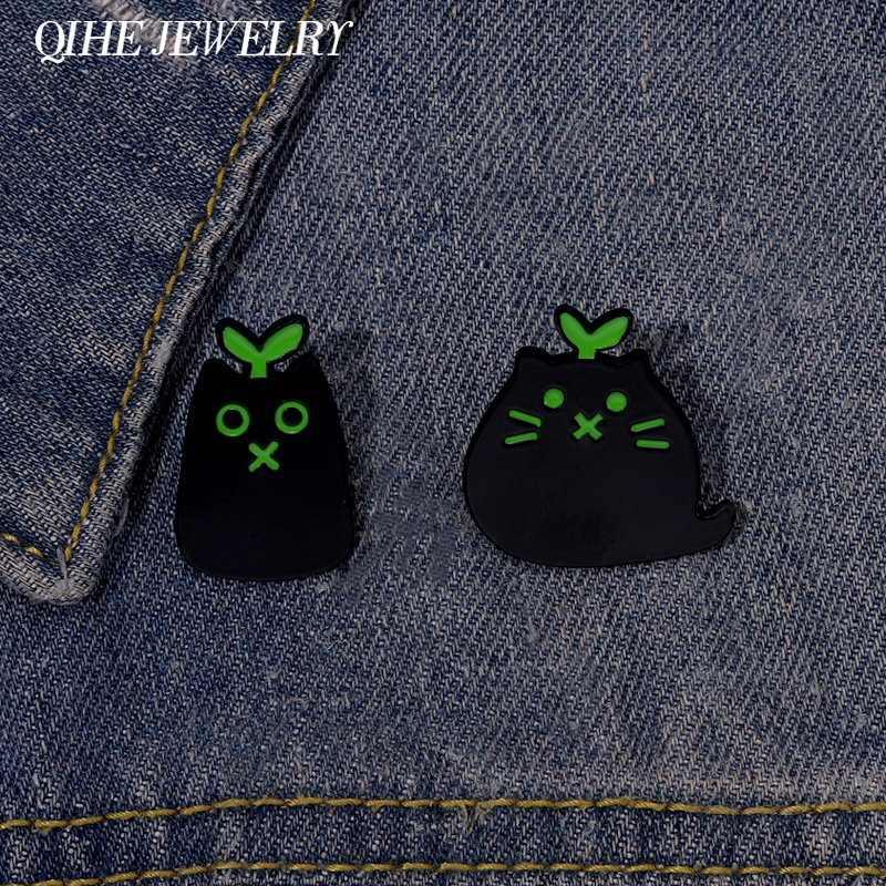 

Animal Black Brooch Cat Enamel Pin Punk Badge Cartoon Metal Plant Bag Sweater Lapel Wholesale Accessories Custom Gifts Friends