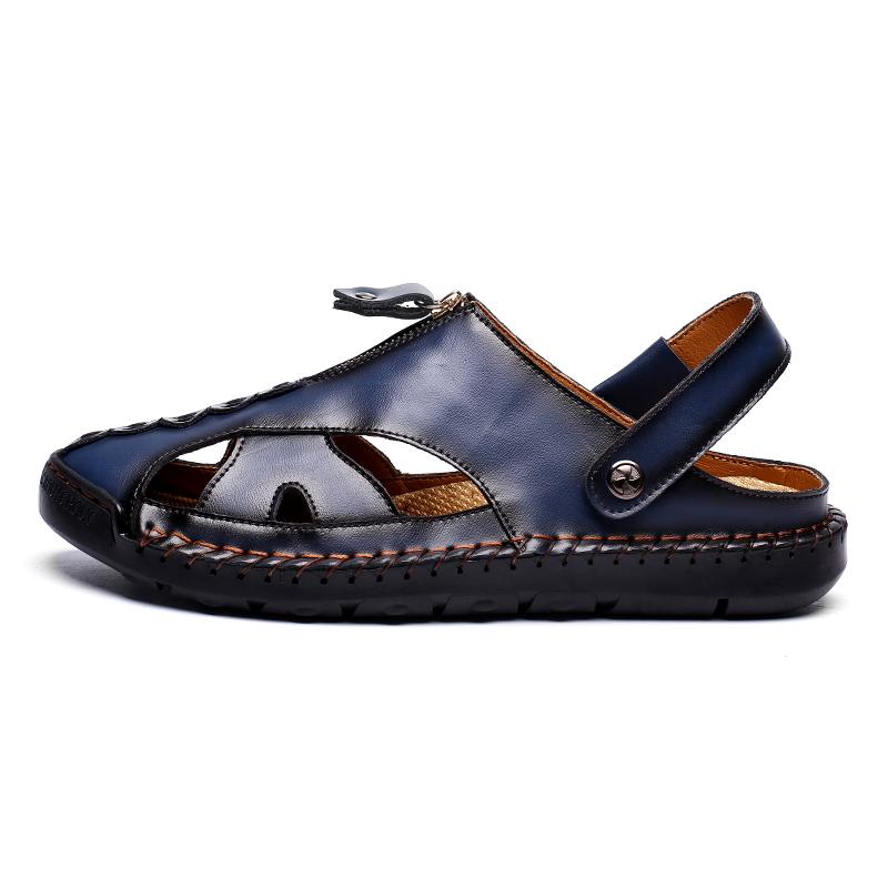 

Sandals Mens Sandels For Men Leather Para Beach 2023 Sandale Fashion Sandel Sandalle Cuero Deportivas Rubber Sandles Zandalias, Black