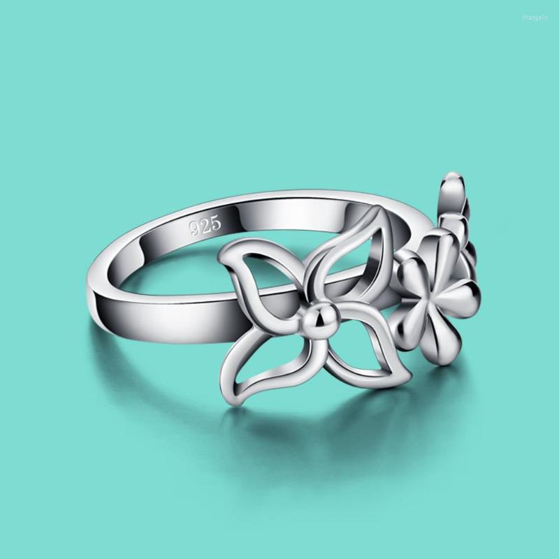 

Cluster Rings Temperament Women's 925 Silver Ring OL Style Flower Charm Jewelry Birthday Gift-R216506