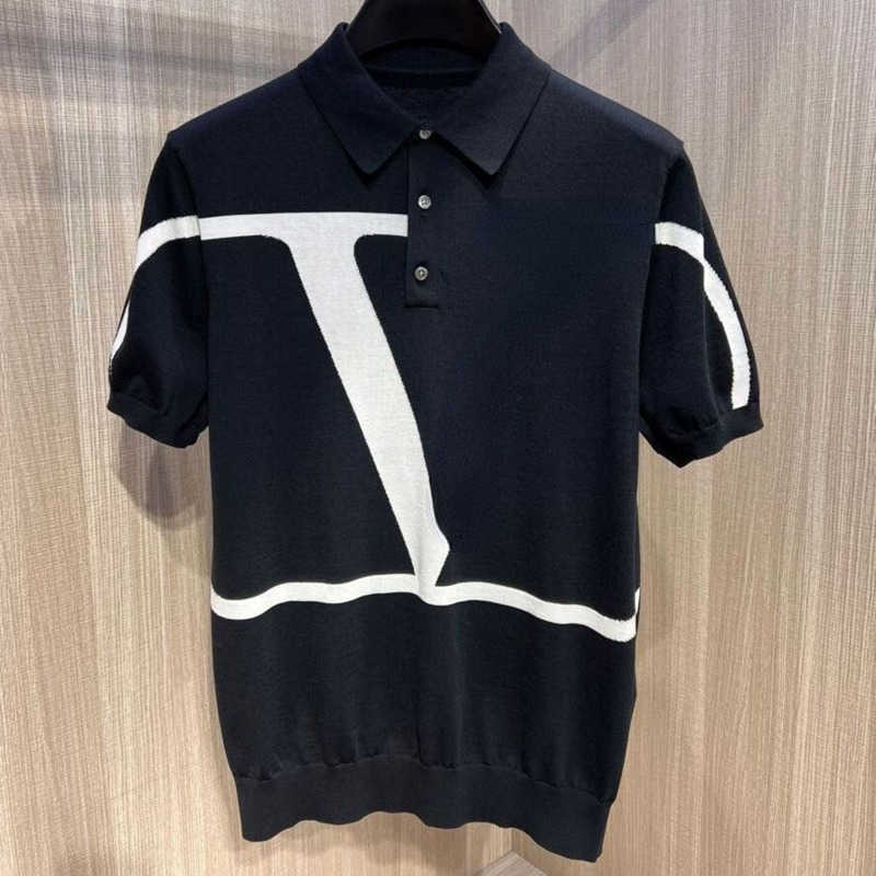 

Summer polo shirt men tshirt Vale designer T-shirt mens short-sleeved sweatshirt fashion big V embroidery tshirts, Black
