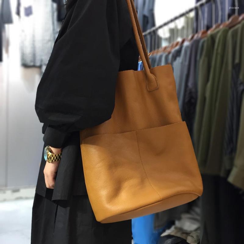 

Evening Bags Ladies High Quality Real Leather Women Shoulder Bag Vintage Soft Genuine Handbags For Girl Big Cowhide Skin Tote, Black