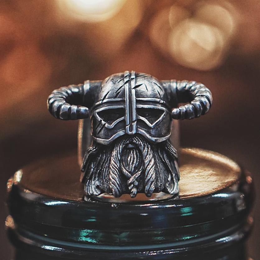 

Vikings Nordic Style Horns Helmet Warrior Ring Mens Vintage Heavy Stainless Steel Rings Unique Biker Jewelry Size 7- 14193D