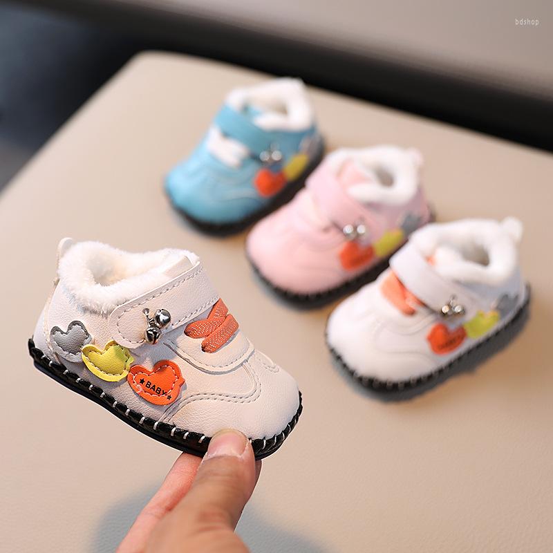 

First Walkers Winter Born Baby Cotton Shoes Velvet Warm And Comfortable Boy Girl Walker Sneakers -1 Y Toddler, Wh