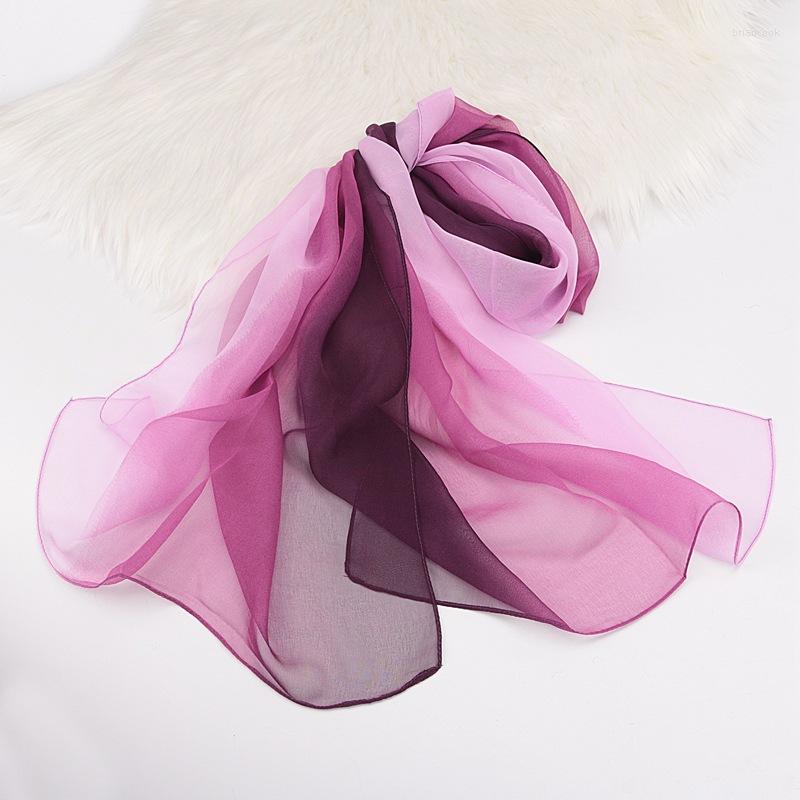 

Scarves HUISHI Luxury Goods Brand Scarf Woman Muslim Hijab Silk Chiffon Female Shawl Gradient Color Poncho Bandana Fashion Wrap Sca