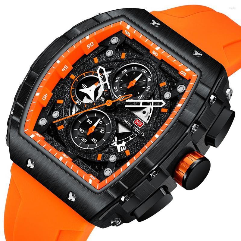 

Wristwatches Fashion Watch For Men Luxury Top Brand Sports Quartz Watches Waterproof Chronograph Wristwatch Relogio Masculino Silicone Strap, Red