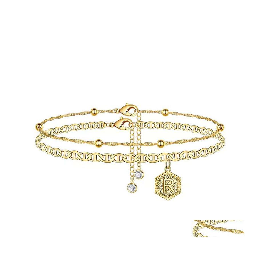 

Link Chain Initials Ankle Bracelets Anklet For Women Gold Zircon Letter Accessories Leg Bracelet Mothers Day Jewelry Gifts Drop Deli Ottwx