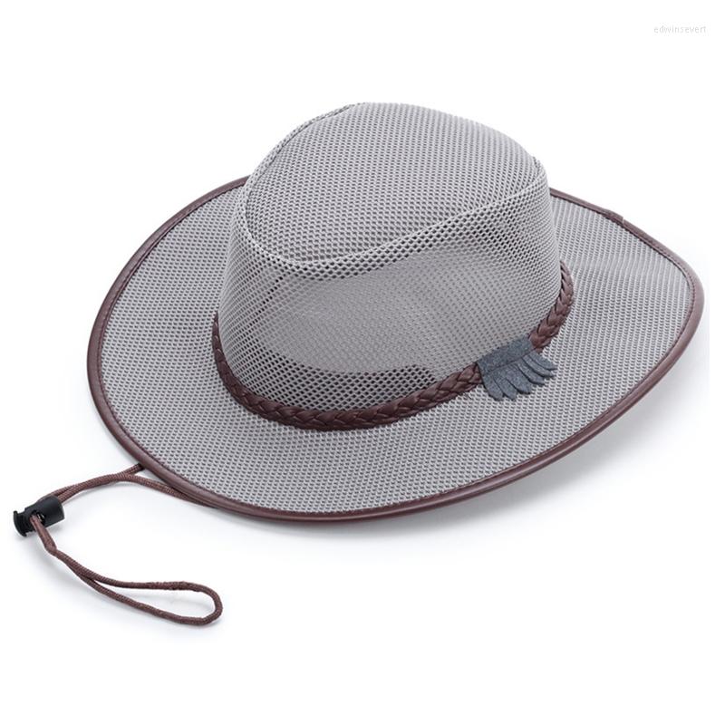 

Wide Brim Hats Casual Mesh Cowboy Hat Summer Big Edge Sunshade Sun Fishing Cap For Riding Climbing Cruise Hiking Cycling, Db
