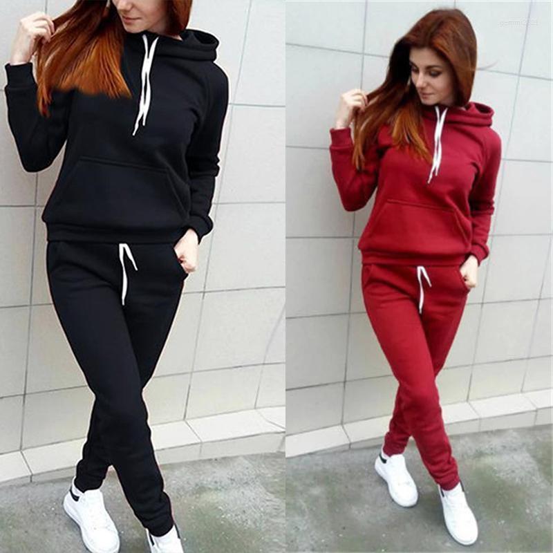 

Women' Two Piece Pants Autumn Ladies Tracksuit Hoodies And Sweatpants 2 Peice Sets Women Sports Suit Hooded Sweatshirts Femme Outfits 2023, Black