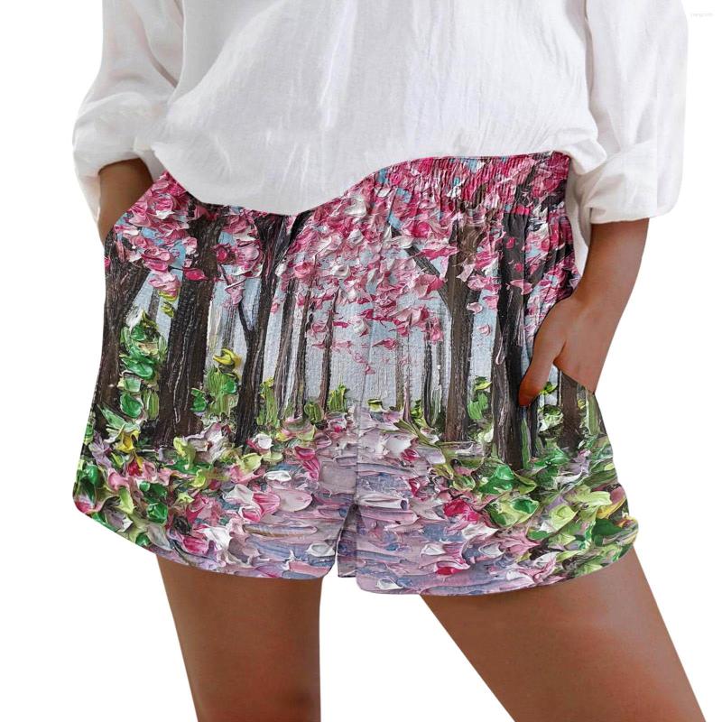 

Women' Shorts 2023 Summer Elegant High Waist Women Casual Print Wide Leg Loose Short Pants Bottom Pant Pocket Beach, Or