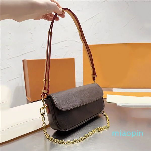 

Woc New Cross Body Shoulder Bag Chains Underarm Handbags Women Hobo Messenger Bags Handbag purse Leather Pouch Wallet Adjustable strap, Brown flowers