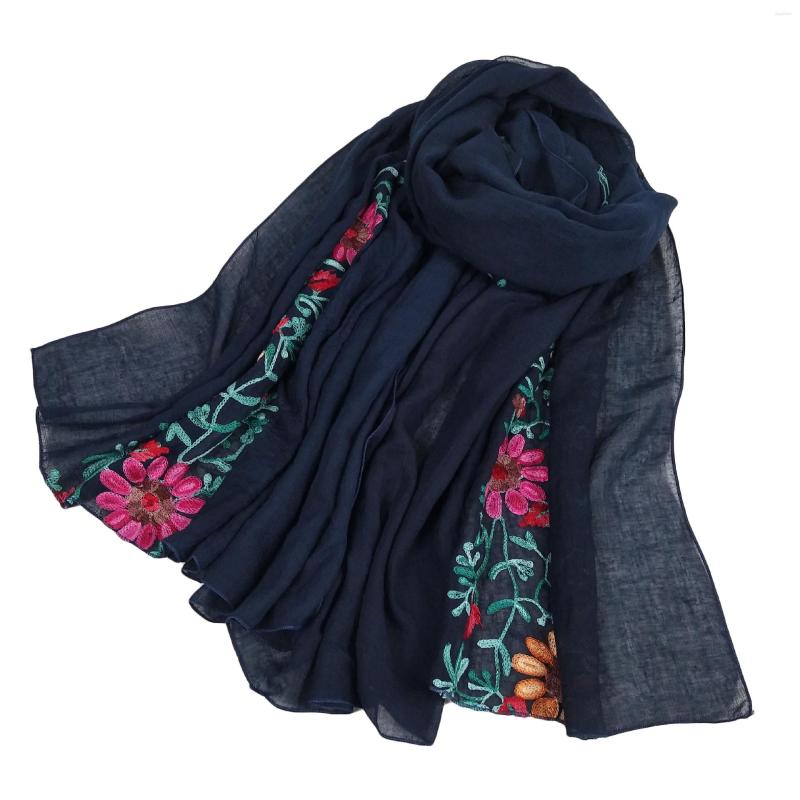 

Scarves Fashion Head Scarf 2023 Women Girls Autumn Winter Thick Design Plain Embroider Floral Soft Wrap Pashmina Hijab Stole 180 90Cm