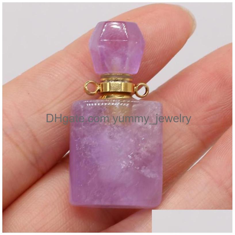 

Pendant Necklaces Natural Stone Rose Quartz Agate Per Bottle Diffuser For Jewelry Makingdiy Necklace Accessories Gem Charm Drop Deli Dhacm