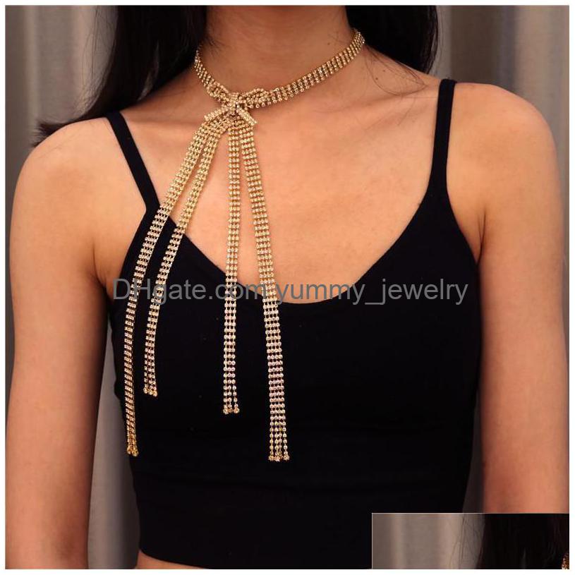 

Chokers Elegant Lady Exquisite Bowknot Rhinestone Choker Necklace Shining Crystal Jewelry Sweet Romantic Womens Date Casual Drop Del Dhu4Z