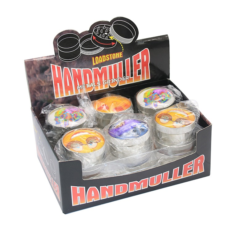 

Tobacco 3D color printing Smoking Herb Grinders Three Layers Aluminium Alloy material Metal dia 52mm mixed color With Clear Top Window Lighting Grinder