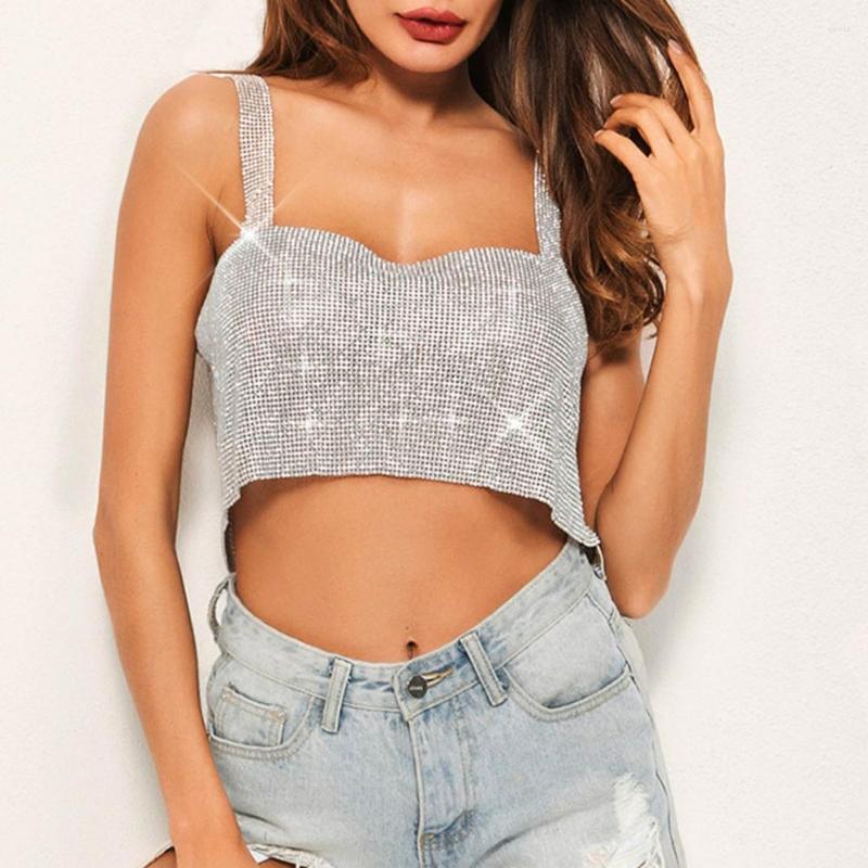 

Women's Tanks Tank Top Loose Fit All-match Sling Design Rhinestone Strap Vest Streetwear, Blue