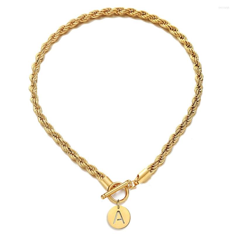 

Choker Personality Birthday Gifts Stainless Steel Twist Chain Necklace 26 Bithday Day Initial Dis Pendant For Mom Girls