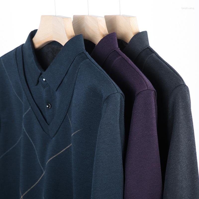 

Men's T Shirts 2023 Men's Luxury Fake Two-pieces Long Sleeve T-shirts Business Casual Pullover T-shirt, 2301-purplish red