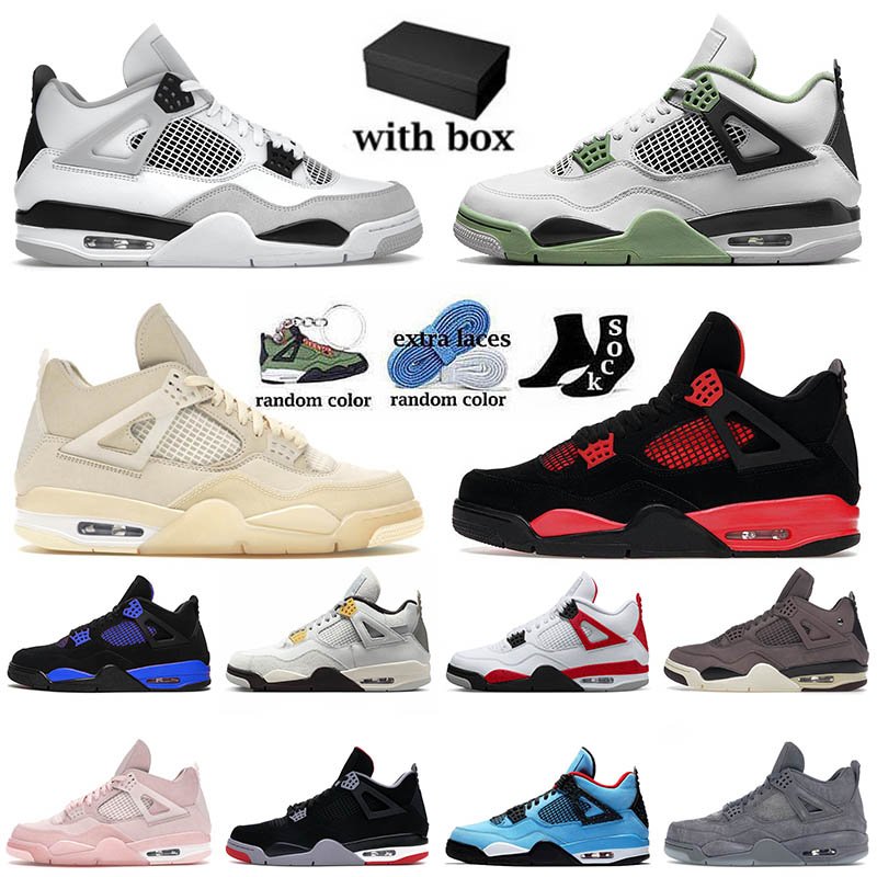 

Men With 4 Box Basketball Retro Shoes Top Jumpman 4s Military Black Red Thunder Offs White Sail Travis Scotts Mens Women Jordas Trainers Sneakers 36-47, C7 infrared 40-47